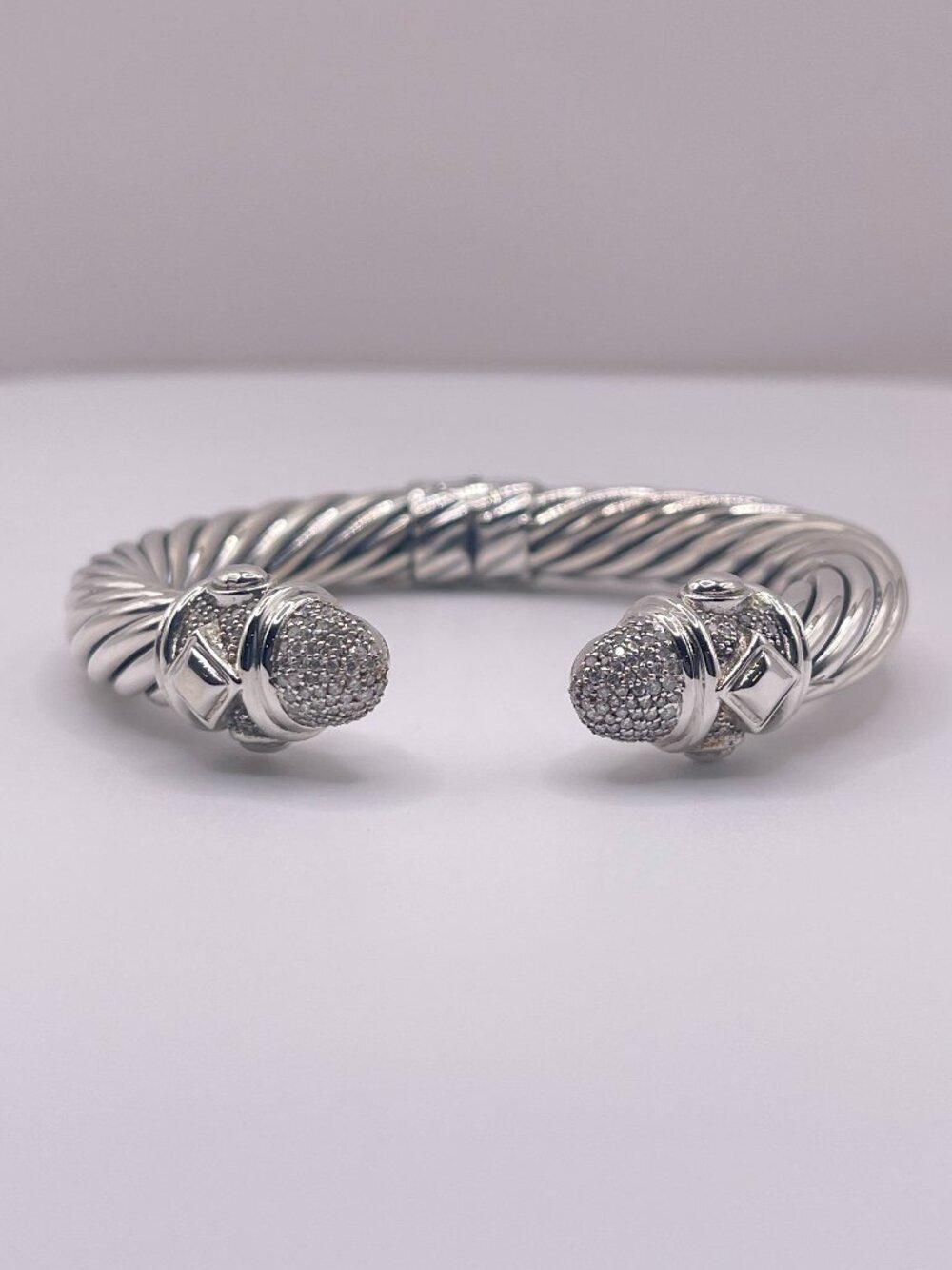 David Yurman 925 Silver Diamond Renaissance Cuff Bracelet